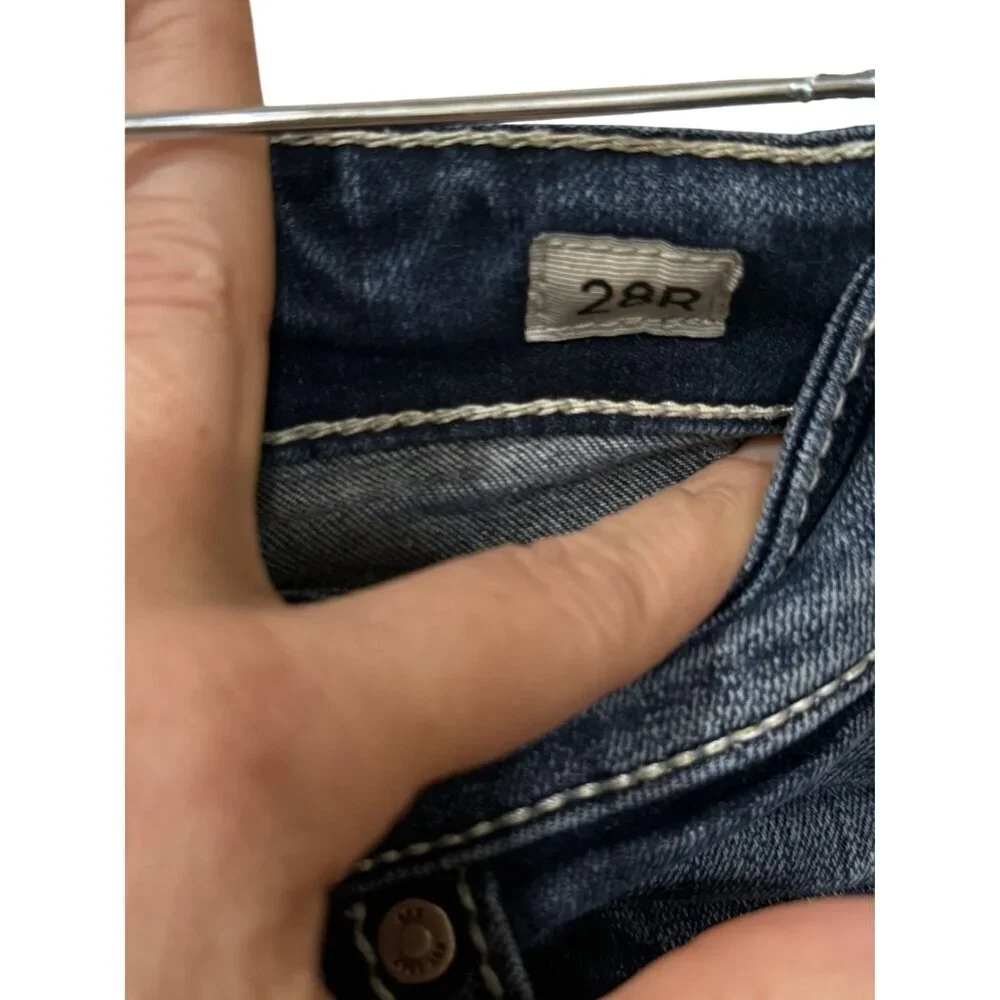 BKE Stella 28R Womens Distressed Skinny Jeans With Faded Wash & Ripped Details
